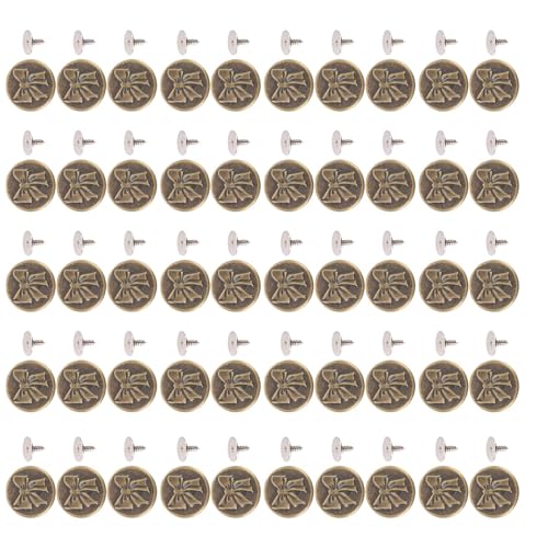 Hiraith 50 Sets Keine Sewhosenknöpfe 17mm Bugmuster - Edelstahl Antikes Messing mit 2x6,5 Mm Schrauben - Abnehmbare Ersatzknöpfe für Hosen, Jacken und Riemen Hiraith 50 Sets Keine Sewhosenknöpfe 17mm Bugmuster - Edelstahl Antikes Messing mit 2x6,5 Mm Schrauben - Abnehmbare Ersatzknöpfe für Hosen, Jacken und Riemen von Hiraith