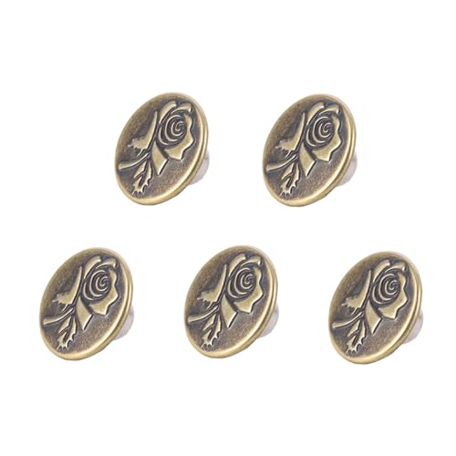 Hiraith 50 Sets No-Sew Rose Muster Hosenknöpfe, 17 Mm Antikes Messingkarme aus Edelstahl, Verstellbare Ersatzknöpfe für Hosen, Jacken, Gürtel, Rostfreie und Wiederverwendbar Hiraith 50 Sets No-Sew Rose Muster Hosenknöpfe, 17 Mm Antikes Messingkarme aus Edelstahl, Verstellbare Ersatzknöpfe für Hosen, Jacken, Gürtel, Rostfreie und Wiederverwendbar von Hiraith