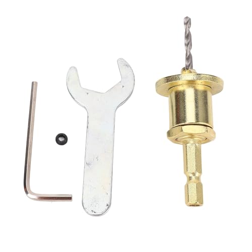 Hiraith Einstellbare Tiefe Countersink -Bohrer - 1/4 "Hex Shank 3,2 X 8 Mm Verjüngter Bit mit Stoppschraube 2,5-10,5 Mm Einstellbar und 2 Schraubenschlüssel für Holzbearbeitung von Hiraith