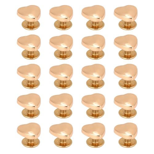 Hiraith Herznieten, Dekoratives Herzform -Bolzen -Kit, Corrode -Nieten für Gürtelbeutel Hüte Schuhe, Hergestellt aus Zinklegierung, 14 Mm, für Lederhandwerk, Reparatur und Dekoration (Gold) von Hiraith