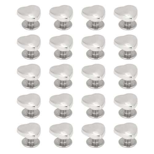 Hiraith Herznieten, Dekoratives Herzform -Bolzen -Kit, Corrode -Nieten für Gürtelbeutel Hüte Schuhe, Hergestellt aus Zinklegierung, 14 Mm, für Lederhandwerk, Reparatur und Dekoration (Silber) von Hiraith