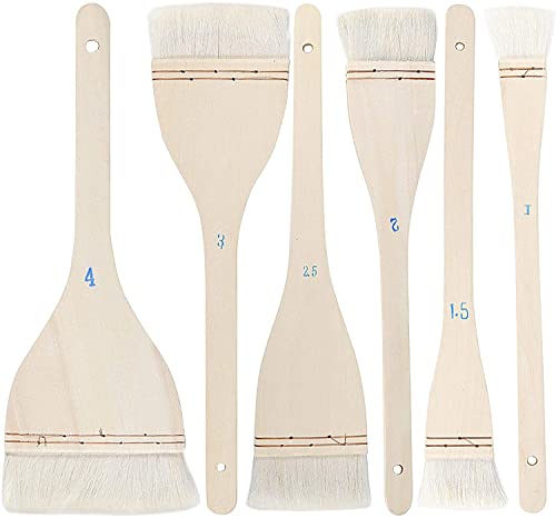 Flachpinsel für Hacken, 5 Größen, weiche Ziegenhaare und Hake Pinsel mit massivem Holzgriff, Hake Pinsel-Set für Aquarell-, Töpfer- und Malerei, Kunst von CYJXL