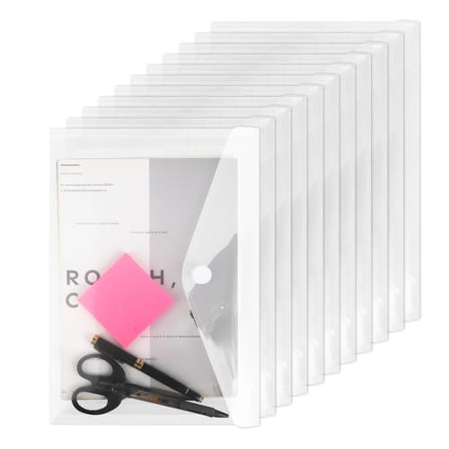 20 stück A4 Document Folders for Filing,A4 Dokumententasche,transparente Dokumententasche mit Klettverschluss und Etikettentasche, wasserdichte Sammelmappe für Dokumente zu organisieren von Hisdricus