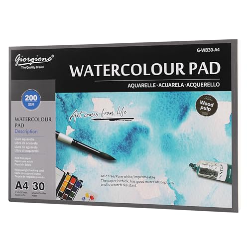 Hisdricus Aquarellpapier A4 200g, 30 Blatt zeichenblock A4, Watercolor paper Pad A4 für Kinder Studenten Lehrer Künstler, Aquarell Papier für Aquarell Gouache Acryl Zeichnen Kunstwerke Hisdricus Aquarellpapier A4 200g, 30 Blatt zeichenblock A4, Watercolor paper Pad A4 für Kinder Studenten Lehrer Künstler, Aquarell Papier für Aquarell Gouache Acryl Zeichnen Kunstwerke von Hisdricus