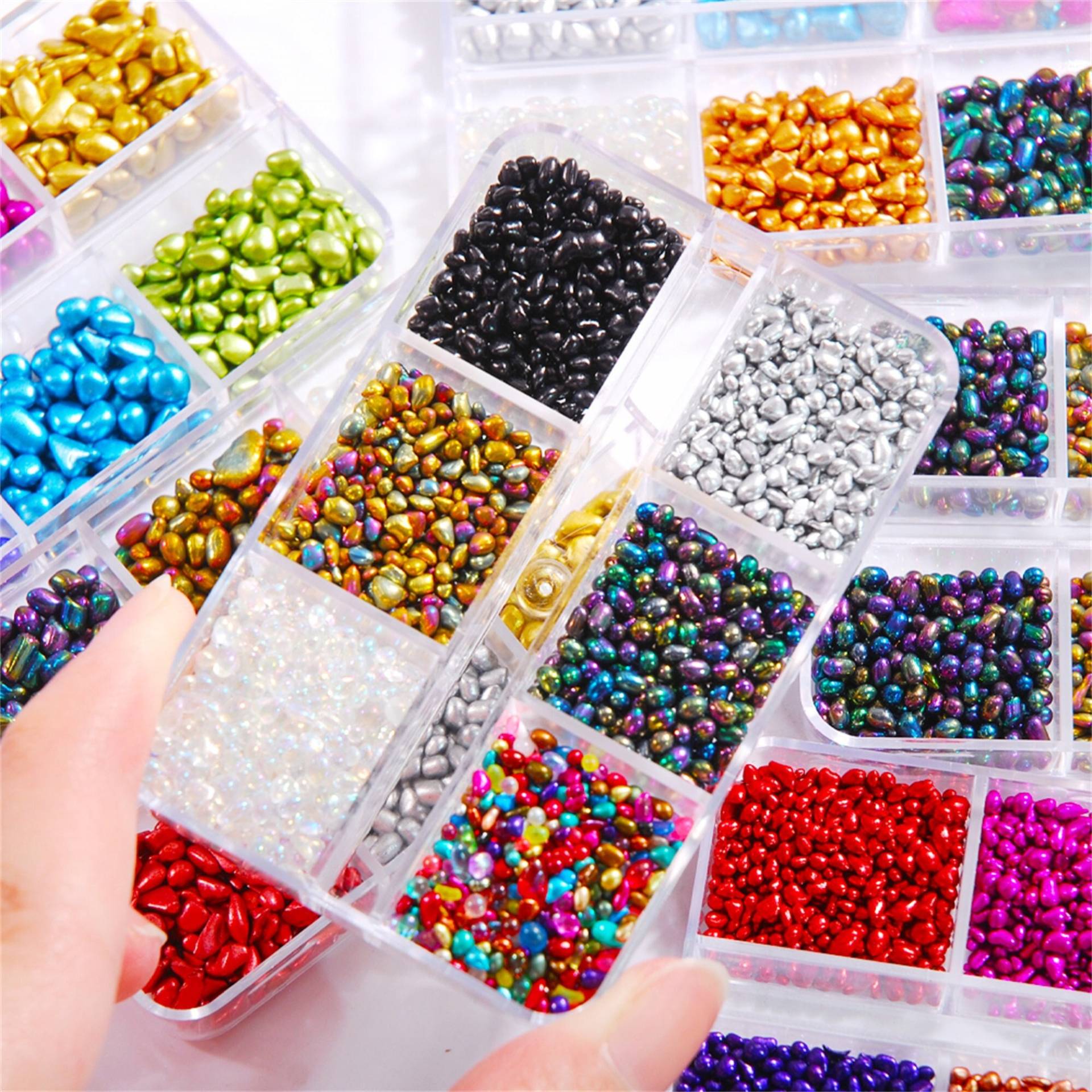 1 Box Crystal Nail Art Strass Unregelmäßig Runde Glasstein Perlen 3D Nägel Dekorieren Gems Diy Schmuck Zubehör von HisenleeDIY