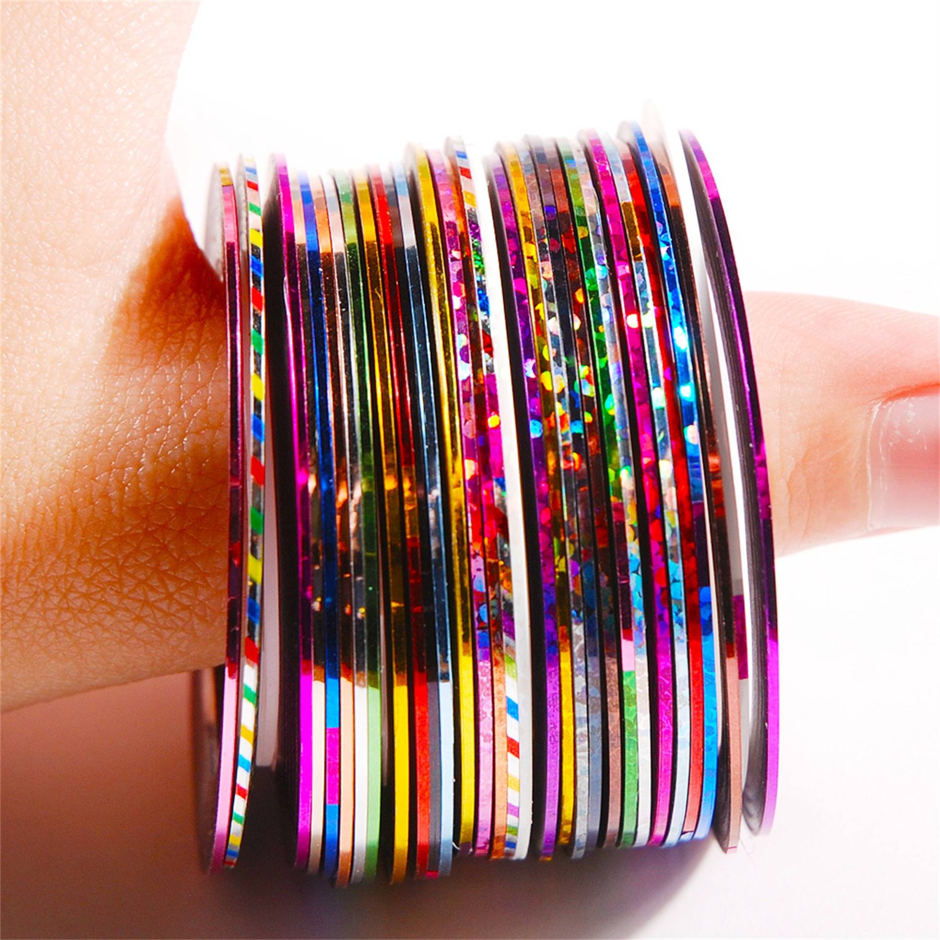 1mm-2mm-3mm 31 Rollen Bunte Nagel Linie Tape Metallic Glanz Nail Art Tipps Dekoration Selbstklebende Aufkleber Bänder von HisenleeDIY