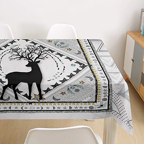 Hiser Tischdecke Outdoor Abwaschbar, Wasserabweisende Staubdichte Küche Esstisch Tischdecke Rechteckig Desktop Dekorative Tuch Hotel Bankett Party (Grauer Hirsch,60x60cm) von Hiser