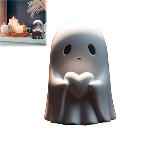 Halloween Geisterfigur - Niedliche Keramik Geist Statue, Gruselige Halloween Deko für Zuhause, Resin Geisterfigur für Innen- und Außenbereich, Halloween Tischdeko und Regaldekoration (B) von Hislaves