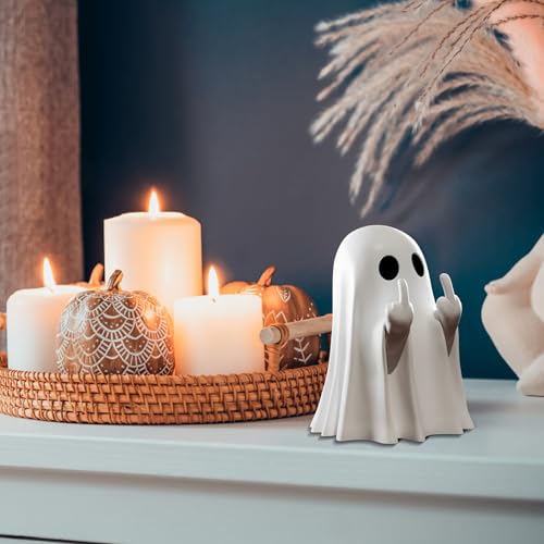 Halloween Geisterfigur - Niedliche Keramik Geist Statue, Gruselige Halloween Deko für Zuhause, Resin Geisterfigur für Innen- und Außenbereich, Halloween Tischdeko und Regaldekoration (C) von Hislaves