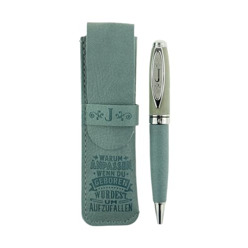 History & Heraldry Bamboo Persönlicher und individueller Kuli Kugelschreiber Stift mit Namen und Spruch Personalisiertes Etui Monogramm-Design persönliches Geschenk (Kuli J) von History & Heraldry
