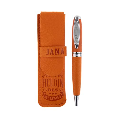 History & Heraldry Bamboo Persönlicher und individueller Kuli Kugelschreiber Stift mit Namen und Spruch Personalisiertes Etui Monogramm-Design persönliches Geschenk (Kuli Jana) von History & Heraldry