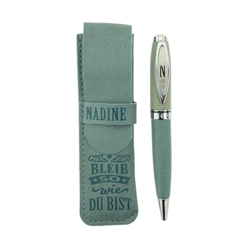 History & Heraldry Bamboo Persönlicher und individueller Kuli Kugelschreiber Stift mit Namen und Spruch Personalisiertes Etui Monogramm-Design persönliches Geschenk (Kuli Nadine) von History & Heraldry