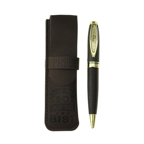 History & Heraldry Bamboo Persönlicher und individueller Kuli Kugelschreiber Stift mit Namen und Spruch Personalisiertes Etui Monogramm-Design persönliches Geschenk (Kuli Peter) von History & Heraldry
