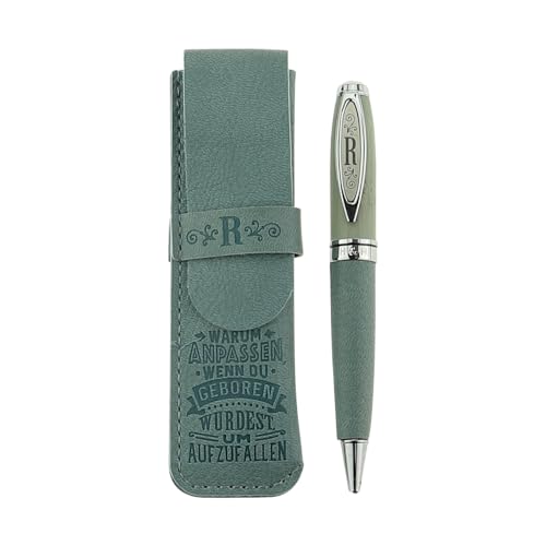 History & Heraldry Bamboo Persönlicher und individueller Kuli Kugelschreiber Stift mit Namen und Spruch Personalisiertes Etui Monogramm-Design persönliches Geschenk (Kuli R) von History & Heraldry