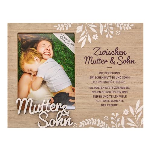 History & Heraldry Personalisierter Bilderrahmen für Kinder, Babybilderrahmen Holzoptik, 18,5 x 14,2 cm, mit Spruch - Bilderrahmen Mutter & Sohn von History & Heraldry
