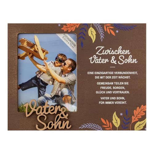 History & Heraldry Personalisierter Bilderrahmen für Kinder, Babybilderrahmen Holzoptik, 18,5 x 14,2 cm, mit Spruch - Bilderrahmen Vater & Sohn von History & Heraldry