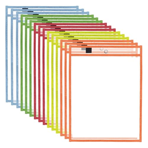 Histos Wiederverwendbare Hüllen zum Trockenlöschen, Kunststoff-Aktenhüllen, Seitenschutz für Lehrer, Klassenzimmer, Bürobedarf, 15 Stück von Histos