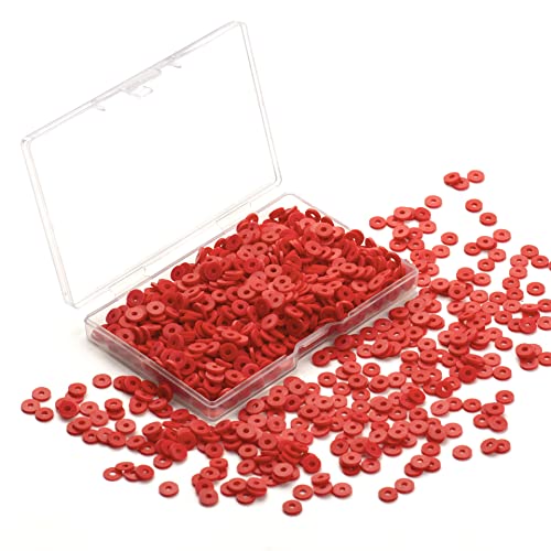 Hiswan Heishi Perlen aus Polymer-Ton, für Schmuckherstellung, Armbänder, Halsketten, 6 mm, Rot, 640 Stück von Hiswan
