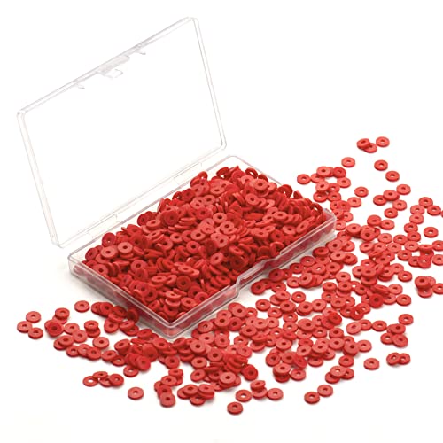 Hiswan Heishi Perlen aus Polymer-Ton, für Schmuckherstellung, Armbänder, Halsketten, 6 mm, Rot, 640 Stück von Hiswan