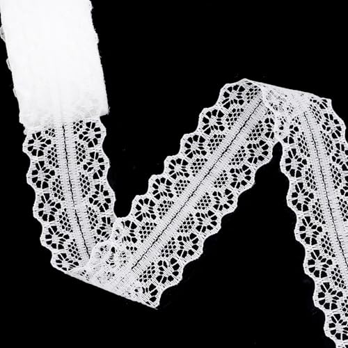 Hiswan Weißes Spitzenband zum Basteln, Vintage, niedlicher Stoff, Spitzenborte zum Nähen, Geschenkverpacken, Hochzeits-Brautdekoration, Blumenstrauß, Weihnachten (9,1 m, Stil 3) von Hiswan