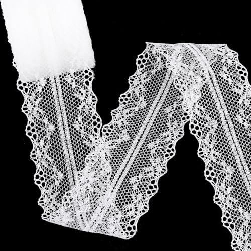 Hiswan Weißes Spitzenband zum Basteln, Vintage, niedlicher Stoff, Spitzenborte zum Nähen, Geschenkverpacken, Hochzeits-Brautdekoration, Blumenstrauß, Weihnachten (9,1 m, Stil 4) von Hiswan
