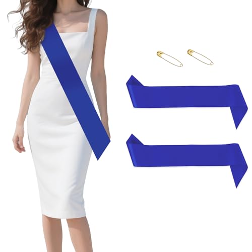 2 x marineblaue Schärpen, blanko, Satin-Schärpen, Party-Dekoration von Hisxierng