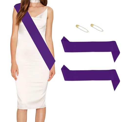 2 x violette Schärpen, blanko, Satin-Schärpen, Party-Dekoration 2 x violette Schärpen, blanko, Satin-Schärpen, Party-Dekoration von Hisxierng