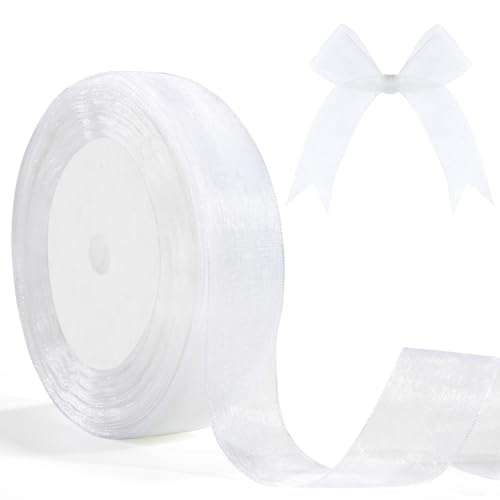 Geschenkband Weiß Organza 25mm 46m Geschenkverpackung Verpackungsbänder Weiß Tüll Geschenkbänder Weiss Bänder Zum Basteln für Muttertagsgeschenk Deko für Hochzeits Taufe Geburtstag Kränze Weihnachten Geschenkband Weiß Organza 25mm 46m Geschenkverpackung Verpackungsbänder Weiß Tüll Geschenkbänder Weiss Bänder Zum Basteln für Muttertagsgeschenk Deko für Hochzeits Taufe Geburtstag Kränze Weihnachten von Hisxierng
