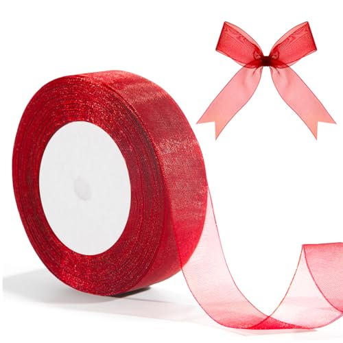 Rot Organza Geschenkband Geschenkverpackung Bänder 25mm 46m Verpackungsbänder Rotes Tüllband Geschenkbänder Zum Basteln Deko für Hochzeit Taufe Geburtstag Tortendeko Blumen DIY Schleife Weihnachten Rot Organza Geschenkband Geschenkverpackung Bänder 25mm 46m Verpackungsbänder Rotes Tüllband Geschenkbänder Zum Basteln Deko für Hochzeit Taufe Geburtstag Tortendeko Blumen DIY Schleife Weihnachten von Hisxierng