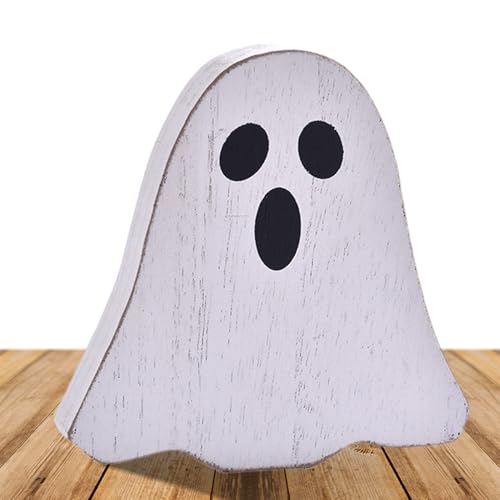 Hitburu Halloween Tischdekoration Mittelstücke,Halloween Holzschilder - Kürbis Hut Geist Tisch Deko Für Zuhause Eingang Schreibtisch Raum Festdeko von Hitburu