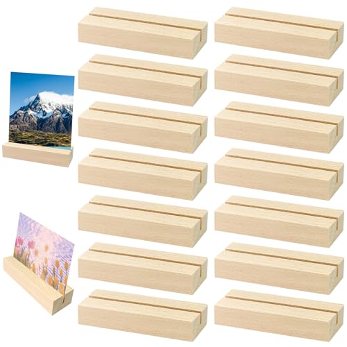 Hitchuey 14 Stück Kartenhalter Holz, Groß und Stabil Tischkartenhalter, Natürliches Massivholz Menükartenhalter, Kartenständer Halter Holz für Hochzeiten, Restaurants, Bankette und Partys von Hitchuey