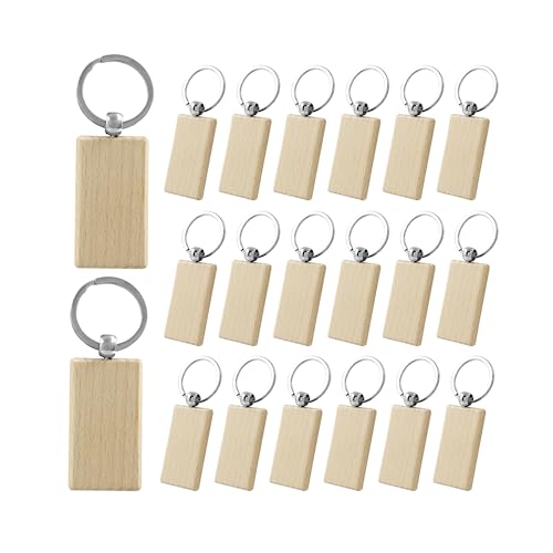 Hitefu 20 Stück Holzgravur-Rohlinge, rechteckig, blanko, Schlüsselanhänger aus Holz, unlackierte Holzgravur, Schlüsselanhänger für DIY-Geschenk, Bastelzubehör Hitefu 20 Stück Holzgravur-Rohlinge, rechteckig, blanko, Schlüsselanhänger aus Holz, unlackierte Holzgravur, Schlüsselanhänger für DIY-Geschenk, Bastelzubehör von Hitefu