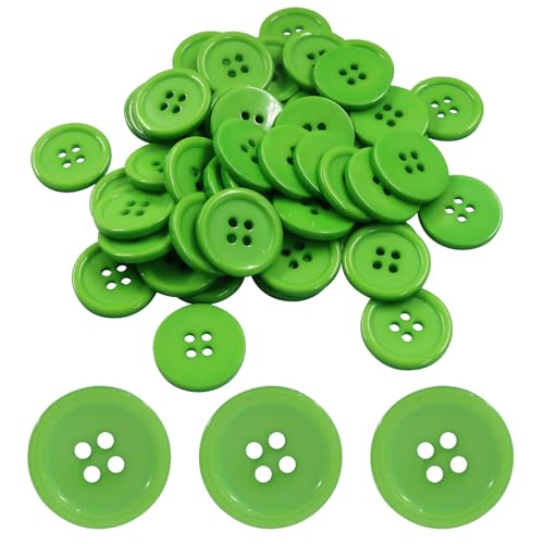Hitefu 50 Stück 4/5 Zoll (20 mm) grüne Harzknöpfe, 4-Loch-Knöpfe mit flacher Rückseite, Nähknöpfe für Kleidung, DIY Handwerk und Kleidung (32 l) von Hitefu