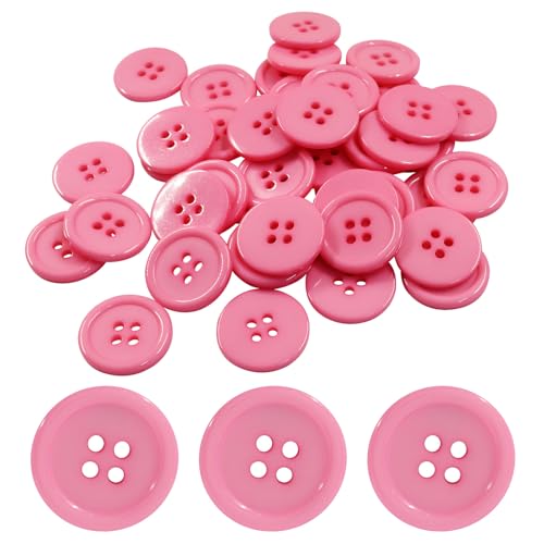 Hitefu 50 Stück 4/5 Zoll (20 mm) rosa Harzknöpfe, 4-Loch-Knöpfe mit flacher Rückseite, Nähknöpfe für Kleidung, DIY Handwerk und Kleidung (32 l) von Hitefu