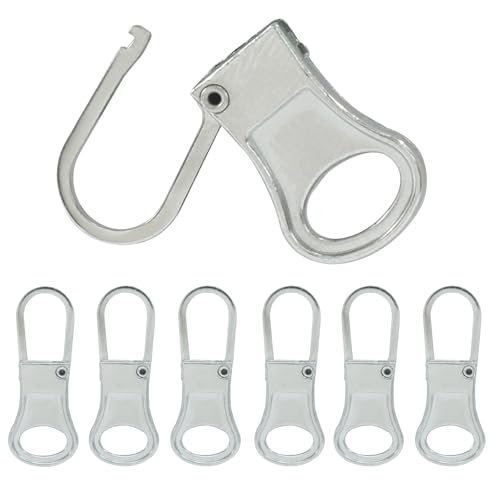 Hitefu 6 langlebige Ersatz-Reißverschluss-Laschen, abnehmbare Metall-Zugschnur-Verlängerungs-Set, perfekte Reißverschlüsse für Kleidung und kleine Löcher von Hitefu