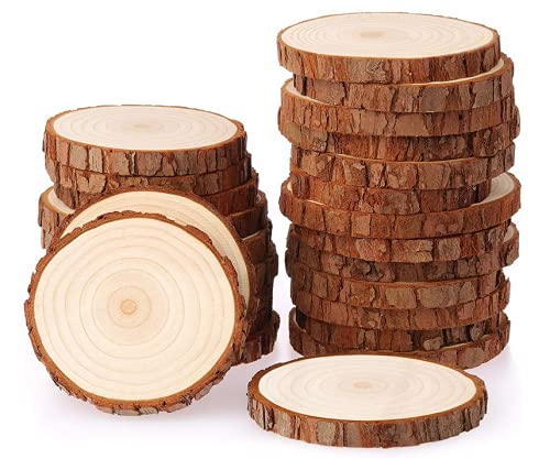 30 Stücke Holzscheiben, Hitopin Holz Log Scheiben 7-8cm Holzscheiben Verzierung Naturholzscheiben Deko, für DIY Handwerk Hochzeit Mittelstücke Weihnachten Dekoration Baumscheibe(7-8cm) von Hitopin
