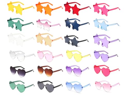 Hitopin 24 Stück Sternförmige Randlose Brille,Party Brillen Kunststoff Stern, Retro Transparent Randlose Herzbrillen, Randlose Hippie Herzförmige Brille, für Geburtstagsfeier Fasching Hitopin 24 Stück Sternförmige Randlose Brille,Party Brillen Kunststoff Stern, Retro Transparent Randlose Herzbrillen, Randlose Hippie Herzförmige Brille, für Geburtstagsfeier Fasching von Hitopin