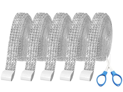 Hitopin 5 Rollen Kristall Strasssteine Strassband, Bling Harz Diamant Band, Strassband Selbstklebend, Selbstklebend Aufkleber Strass, für Handwerk, DIY Party Hochzeit Dekoration,1 Yards/Rolle (Silber) Hitopin 5 Rollen Kristall Strasssteine Strassband, Bling Harz Diamant Band, Strassband Selbstklebend, Selbstklebend Aufkleber Strass, für Handwerk, DIY Party Hochzeit Dekoration,1 Yards/Rolle (Silber) von Hitopin