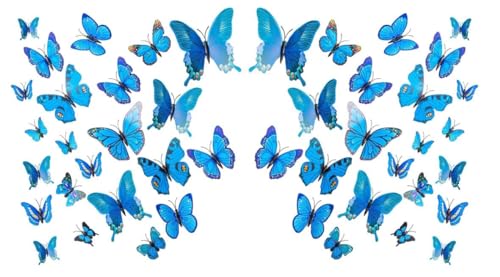 Hitopin 60 Stück Schmetterling 3D Aufkleber, 3D Schmetterlinge Deko Schmetterling, Schmetterlinge Wanddeko Aufkleber Abziehbilder, für Kinderzimmer Küche Kühlschrank Garten Partydekorationen(Blau) Hitopin 60 Stück Schmetterling 3D Aufkleber, 3D Schmetterlinge Deko Schmetterling, Schmetterlinge Wanddeko Aufkleber Abziehbilder, für Kinderzimmer Küche Kühlschrank Garten Partydekorationen(Blau) von Hitopin