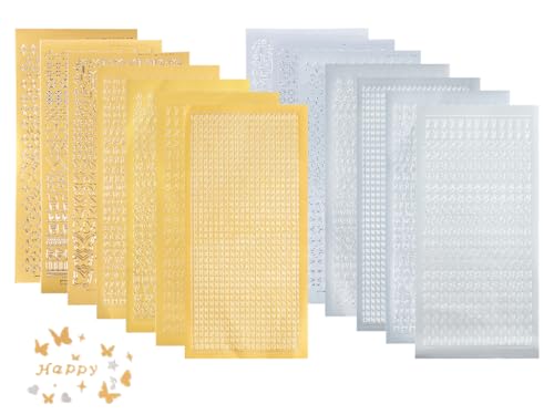 Hitopin Kerzen Buchstaben Aufkleber, 14PCS Kommunion Wachsbuchstaben, KleinZahlen Sticker Set, Buchstaben Aufkleber mit Zahlen, für Scrapbook Fotoalbum Grußkarten Taufe Hochzeit (Gold, Silber) von Hitopin