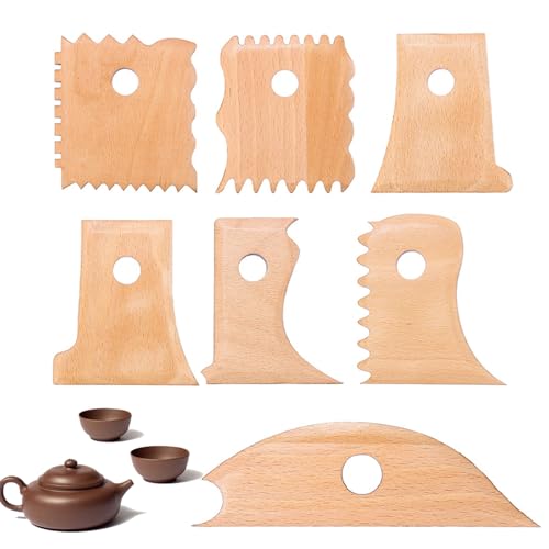 Hitrod Holzformwerkzeug, Holzkeramikwerkzeuge,7-teiliges Keramik-Modellierwerkzeug-Set | Töpferton-Bildhauerwerkzeug-Set, DIY-Keramikwerkzeuge, Kunstwerkzeuge, ergonomisches Formwerkzeug, von Hitrod