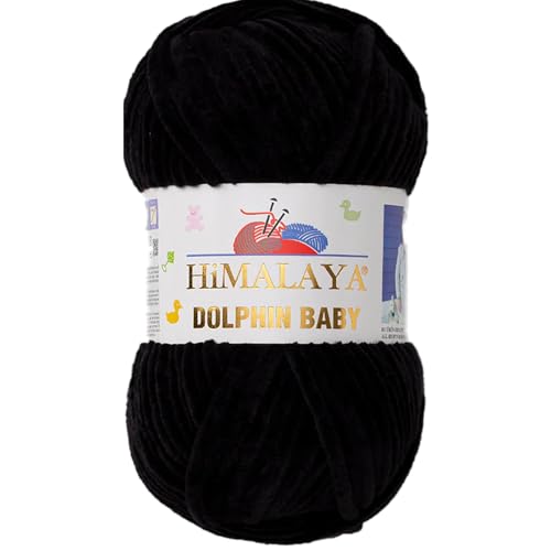 Himalaya Dolphin Baby Chenille-Garn, je Knäuel 100 g, 120 m, 100 % Polyester, super sperrige Babydecke, Samt-Amigurumi-Garn, 80311 - Schwarz Himalaya Dolphin Baby Chenille-Garn, je Knäuel 100 g, 120 m, 100 % Polyester, super sperrige Babydecke, Samt-Amigurumi-Garn, 80311 - Schwarz von Hiveroots