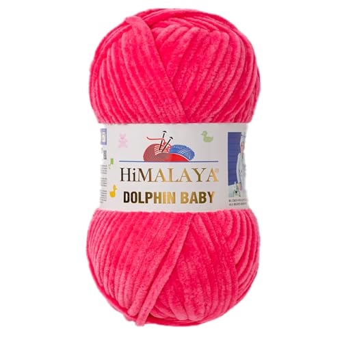 Himalaya Dolphin Baby Chenille-Garn, je Knäuel 100 g, 120 m, 100 % Polyester, super sperrige Babydecke, Samt-Amigurumi-Garn, 80324 - Candy Pink, 1 Knäuel von Hiveroots