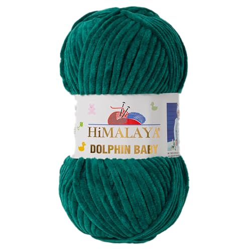 Himalaya Dolphin Baby Chenille-Garn, je Knäuel 100 g, 120 m, 100 % Polyester, super sperrige Babydecke, Samt-Amigurumi-Garn, Smaragdgrün, 1 Knäuel von Hiveroots