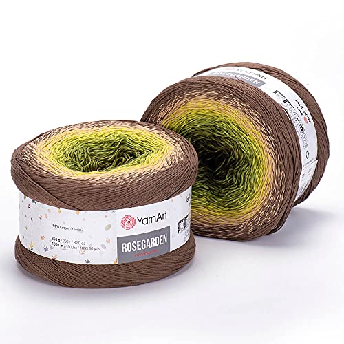 Yarnart Rosegarden Farbverlaufs-Baumwollgarn, jedes Knäuel 250 g / 1000 m, 100 % Baumwolle, super feines Kuchengarn, Fingergewicht zum Stricken und Häkeln, 322 - Braungrün Yarnart Rosegarden Farbverlaufs-Baumwollgarn, jedes Knäuel 250 g / 1000 m, 100 % Baumwolle, super feines Kuchengarn, Fingergewicht zum Stricken und Häkeln, 322 - Braungrün von Hiveroots