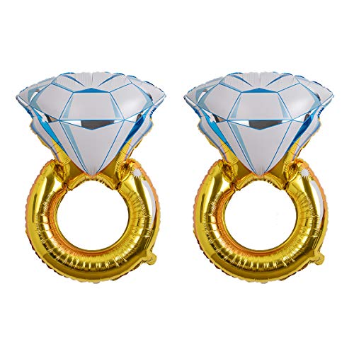 Hivexagon Giant Diamond Ring Folienballons für Junggesellenabschied, Verlobungsfeier, Junggesellenabschied, Hochzeitsdekoration 2 Teile/Satz (Gold Farbe) HP042 von Hivexagon
