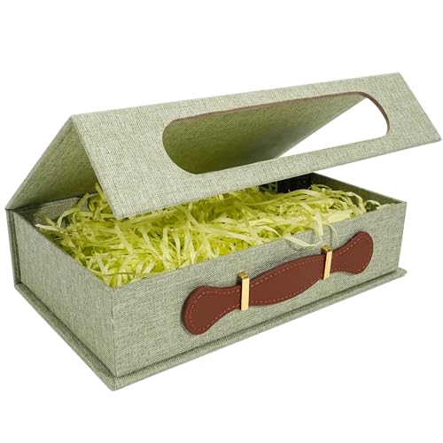 Hiwhy Foto-Aufbewahrungsbox, stilvolle 12,7 x 17,8 cm, Aufbewahrungsbehälter aus Leinen, ideal zum Aufbewahren von Fotos, Andenken, Scrapbook-Zubehör und anderen Erinnerungen, GrassGreen von Hiwhy