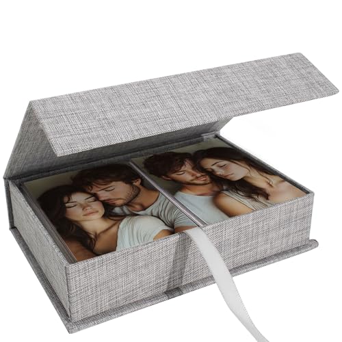 Hiwhy Foto Aufbewahrungsbox 20x25 cm, Leinen Fotobox, Erinnerungsbox zur Aufbewahrung von Fotos, Bildern, Urkunden, Scrapbooking Zubehör, Andenken und Schmuck Grau Hiwhy Foto Aufbewahrungsbox 20x25 cm, Leinen Fotobox, Erinnerungsbox zur Aufbewahrung von Fotos, Bildern, Urkunden, Scrapbooking Zubehör, Andenken und Schmuck Grau von Hiwhy