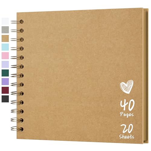 Hiwhy Fotoalbum Scrapbook 18x18 cm 20 Blätter DIY Scrapbook Hartes Kraftpapier Baby Erinnerungsbuch Familie Geburtstag Hochzeit Jahrestag Scrapbook, Gelb von Hiwhy
