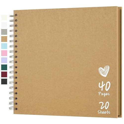 Hiwhy Fotoalbum Scrapbook 25,5x25,5 cm 20 Blätter DIY Hartes Kraftpapier Baby Erinnerungsbuch Familie Geburtstag Hochzeit Jahrestag, Gelb von Hiwhy